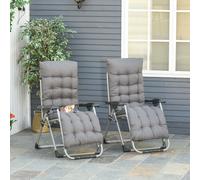OUTSUNNY 2 PCS Reclining Zero Gravity Chair Folding Lounger Cushion in Dark Grey | Size: 2 Pack Outsunny Dark Grey 2 Pack