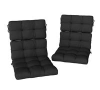 Outsunny 2-Piece Seat Cushion Replacement with Backrest, Garden Patio Chair Cushions Set with Ties, Black