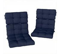 Outsunny 2-Piece Seat Cushion Replacement with Backrest, Garden Patio Chair Cushions Set with Ties, Dark Blue