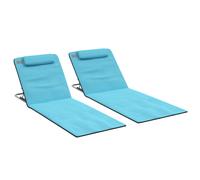 Outsunny 2pk Beach Mat Seat Adjustable Back w/ Bag, Blue