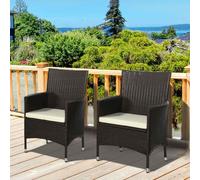 Outsunny 2-Piece Outdoor Rattan Armchair Set - Deep Coffee, Galvanised Frame, 5cm Cushions, 120kg Load, 861-004