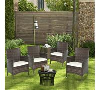 Outsunny 2 Pieces Outdoor Rattan Armchair Garden Dining Chair Set Coffee - Deep Coffee - 60cm x 58.5cm x 89cm - 4