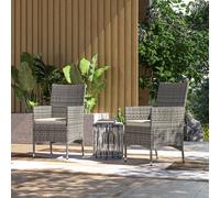 Outsunny Rattan Armchair Set - Outdoor Cushioned Patio Garden Dining Chairs Mid Grey 2 Pack