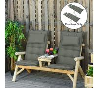 Outsunny 2 Pieces Patio Chair Cushion Set, High Back Seat Pads with Pillow, Grey