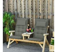 Outsunny 2 Pieces Patio Chair Cushion Set, Grey High Back Seat Pads, Dark Grey