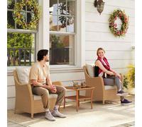 Outsunny 2 Pieces Rattan Garden Chairs, Cushioned Rattan Chairs, Beige, Cream