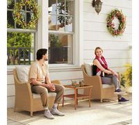 OUTSUNNY 2 Pieces Rattan Garden Chairs, Cushioned Rattan Chairs, Beige | Size: 2 Pack Outsunny Beige 2 Pack