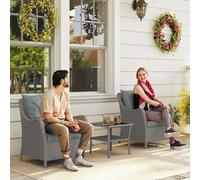 2 Pieces Rattan Garden Chairs, Cushioned Rattan Chairs Outsunny Light Grey 2 Pack