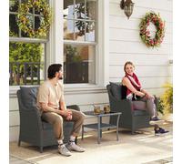 2 Pieces Rattan Garden Chairs, Cushioned Rattan Chairs, Dark Grey Outsunny Dark Grey 2 Pack