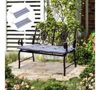 Outsunny 2 Pcs Patio Bench Swing Chairs Garden Chairs Cushion Mat Strips Blue