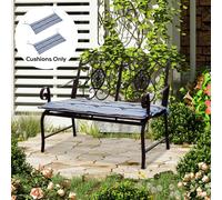 Outsunny 2 Pcs Patio Bench Swing Chairs Garden Chairs Cushion Mat Strips Blue