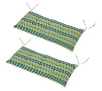 Outsunny 2 Pieces Replacement Cushions For Garden Bench, With Strips In Green Green