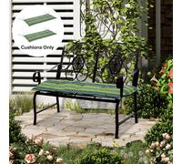 2 PCS Patio Bench Swing Chairs Garden Chairs 2 Seat Cushion Mat Strips Green
