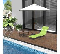 Outsunny 2 Pieces Sun Loungers Foldable Reclining Chair with Headrest Black - Green - 182cm x 56cm x 28cm - Single