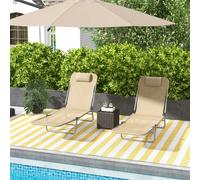 OutSunny Set of 2 Sun Loungers 1,820 x 560 x 245 mm Brown Outdoor