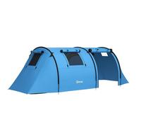 Outsunny 2 Room Camping Family Tent - 3-4 Man, 3000mm Waterproof, Spacious, Ligh