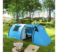 Outsunny 2 Room Camping Family Tent For 3-4 Man, 3000Mm Waterproof In Blue Blue