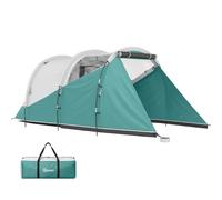 Outsunny 2 Room Camping Tent for 3 Man, 3000mm Waterproof Family Tent with Sewn-in Groundsheet, Portable with Carry Bag, for Fishing Hiking Festival, Green