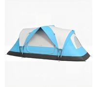 Outsunny 2 Room Camping Tent For 6 Man With Rainfly & Screen Panels, Blue Blue