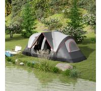 Outsunny 2 Room Camping Tent With Rainfly & Screen Panels, Grey
