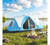 Outsunny 2 Room Camping Tent with Waterproof Rainfly & Screen Panels, Blue - 1 - Camping Tent - Sleeps 5-6