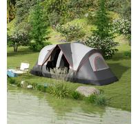Outsunny 2 Room Camping Tent with Waterproof Rainfly & Screen Panels Grey, Grey