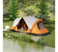 OUTSUNNY 2 Room Camping Tent with Waterproof Rainfly & Screen Panels in Orange Outsunny Orange