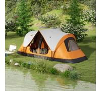 Outsunny 2 Room Camping Tent with Waterproof Rainfly & Screen Panels Orange - 450L x 215W x 180Hcm