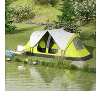 Outsunny 2 Bedroom Camping Tent for 6-8 Man, Large Family Tent with 2000mm Waterproof Rainfly and Screen Panels, Portable with Bag, for Fishing Hiking Festival, Yellow