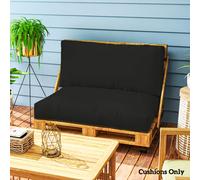 Outsunny 2 Seat Pallet Cushions 20cm Thick Outdoor Seat Pads, Black