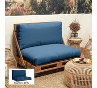 Outsunny 2 Seat Pallet Cushions 20cm Thick Outdoor Seat Pads, Black - Navy Blue - Polyester, PP Cotton - 120L x 80W x 20H cm