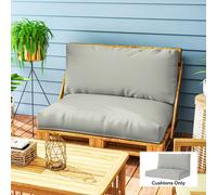 Outsunny 2 Seat Pallet Cushions 20cm Thick Outdoor Seat Pads, Black - Light Grey - Polyester, PP Cotton - 120L x 80W x 20H cm
