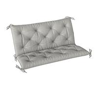 Outsunny 2 Seater Bench Pad, Garden Chair Cushion with Back and Ties for Indoor and Outdoor Use, 98 x 100 cm, Light Grey