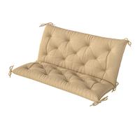 Outsunny 2 Seater Bench Pad, Garden Chair Cushion with Back and Ties for Indoor and Outdoor Use, 98 x 100 cm, Khaki