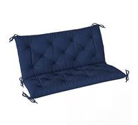 Outsunny 2 Seater Bench Pad, Garden Chair Cushion with Back and Ties for Indoor and Outdoor Use, 98 x 100 cm, Dark Blue
