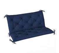 Outsunny 2 Seater Bench Pad Garden Swing Chair Cushion 98x100cm Dark Blue | with Back and Ties, Tufted Style, Garden Furniture Window Seat Cushion, for Indoor and Outdoor Use