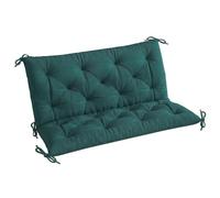 Outsunny 2 Seater Bench Pad Garden Swing Chair Cushion 98x100cm Green | with Back and Ties, Tufted Style, Garden Furniture Window Seat Cushion, for Indoor and Outdoor Use