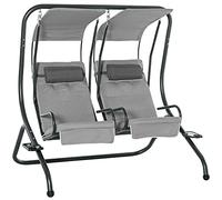 Outsunny 2 Seater Canopy Swing Chair Modern Garden Swing Seat Headrest Grey