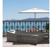 OUTSUNNY 2 Person Rattan Daybed Lounger Garden Recline Chair Furniture Adjustable in Grey Outsunny Grey