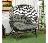 OUTSUNNY 2 Seater Egg Chair Outdoor with Cushion, Cup Pockets in Brown Outsunny Brown