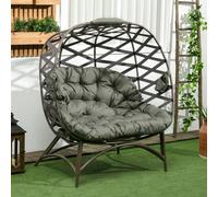 Outsunny 2 Seater Egg Chair with Cushion - Sand Brown, Brown