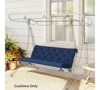 OUTSUNNY 2 Seater Garden Bench Cushion Outdoor Seat Pad with Ties in Blue Outsunny Blue