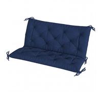Outsunny 2 Seater Bench Pad, Garden Chair Cushion with Back and Ties for Indoor and Outdoor Use, 98 x 100 cm, Dark Blue