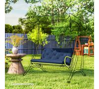 Outsunny 2 Seater Bench Pad, Garden Chair Cushion with Back and Ties for Indoor and Outdoor Use, 98 x 100 cm, Dark Blue