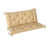 Outsunny 2 Seater Bench Pad, Garden Chair Cushion with Back and Ties for Indoor and Outdoor Use, 98 x 100 cm, Khaki