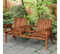 Outsunny 2 Seater Garden Bench Patio Antique Loveseat with Armrest Steel Orange, Orange