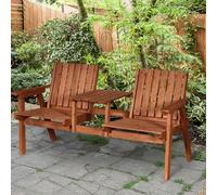 Outsunny 2-Seater Garden Bench Patio Antique Loveseat With Armrest, Steel Orange