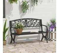 Outsunny 2 Seater Garden Vintage Metal Bench/Loveseat - Black, Black
