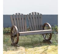 Outsunny 2 Seater Garden Bench w/ Wheel-Shaped Armrests Carbonized Colour - Carbonised finish - Fir Wood - 108W x 66D x 95H cm