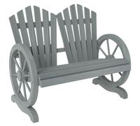 Outsunny 2 Seater Garden Bench w/ Wheel-Shaped Armrests Grey